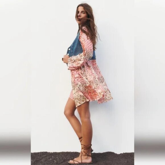 ZARA Z1975 CROPPED DENIM VEST - Picture 2 of 8